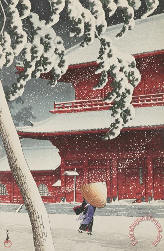 Zojo Temple, Shiba painting - Kawase Hasui Zojo Temple, Shiba Art Print