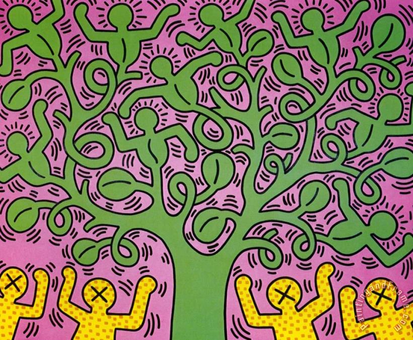 Keith Haring Arbre De Vie Tree of Life 1984 Art Painting