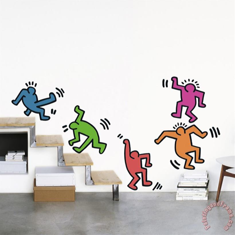 Keith Haring Five Dancing Figures Art Painting