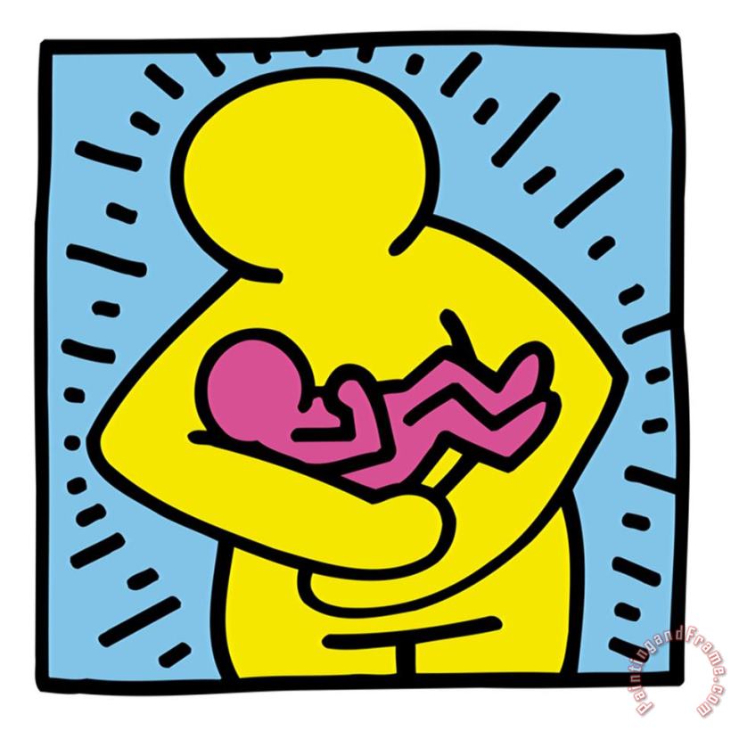 Keith Haring Pop Shop Mother And Baby Art Print