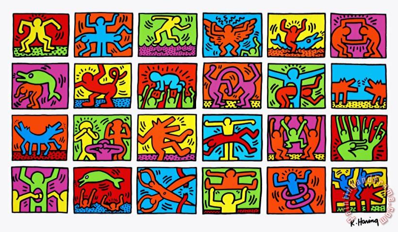 Retrospect 1989 painting - Keith Haring Retrospect 1989 Art Print