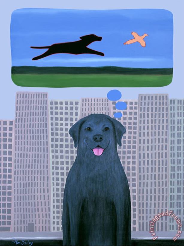 City Dog with Country Dreams painting - Ken Bailey City Dog with Country Dreams Art Print