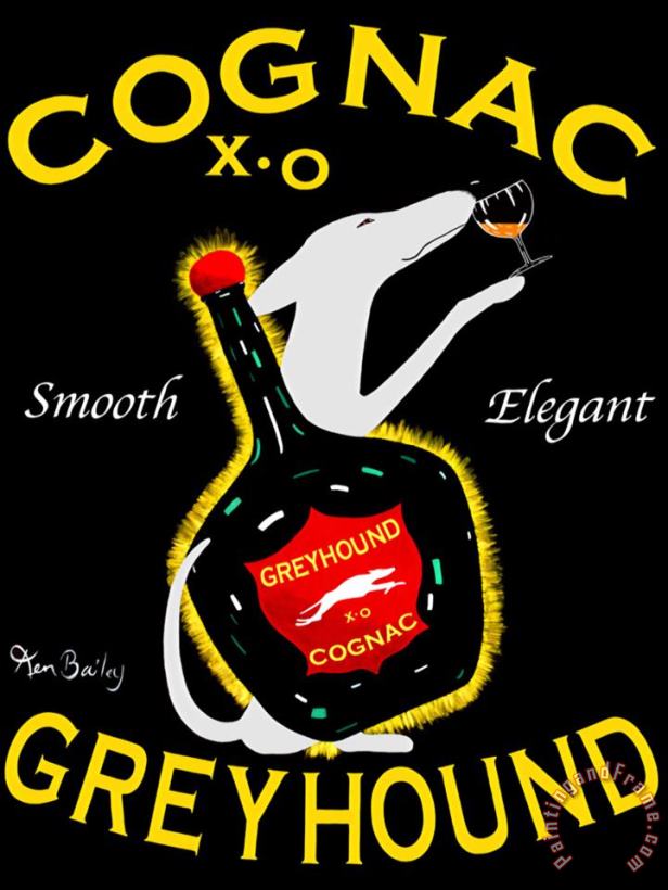 Greyhound Cognac painting - Ken Bailey Greyhound Cognac Art Print