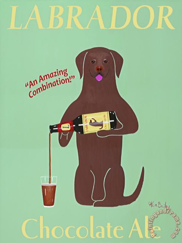 Labrador Chocolate Ale painting - Ken Bailey Labrador Chocolate Ale Art Print