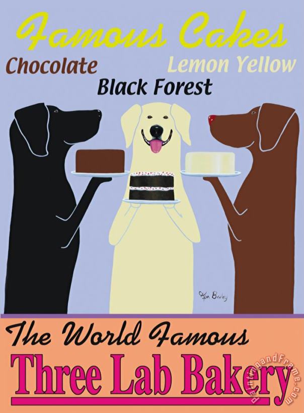 Three Lab Bakery painting - Ken Bailey Three Lab Bakery Art Print