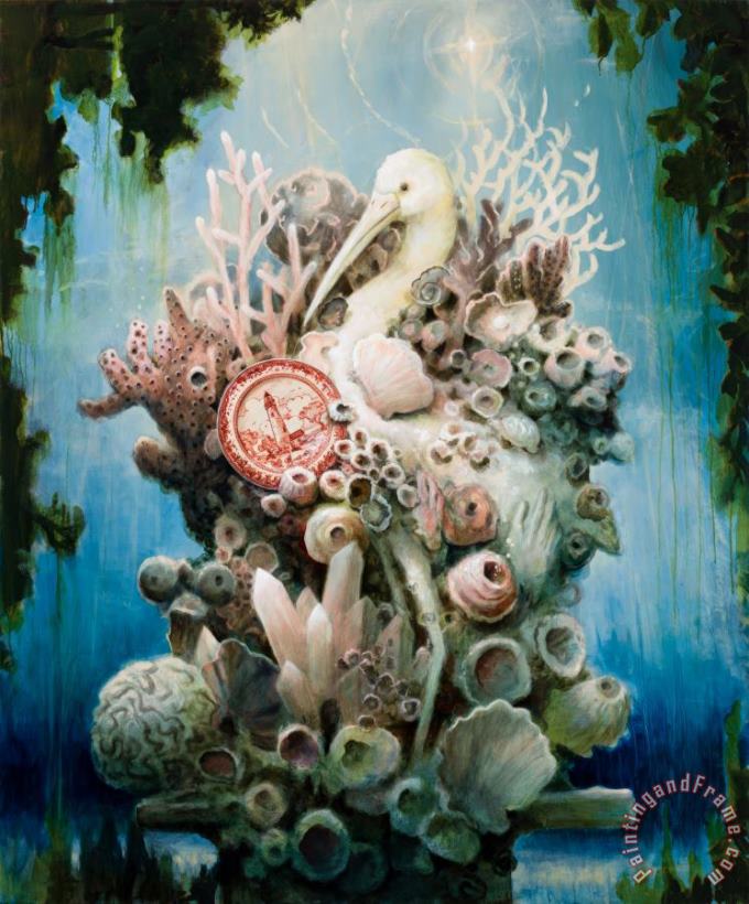 A Sculpture at The Bottom of The Sea, 2020 painting - Kevin Sloan A Sculpture at The Bottom of The Sea, 2020 Art Print