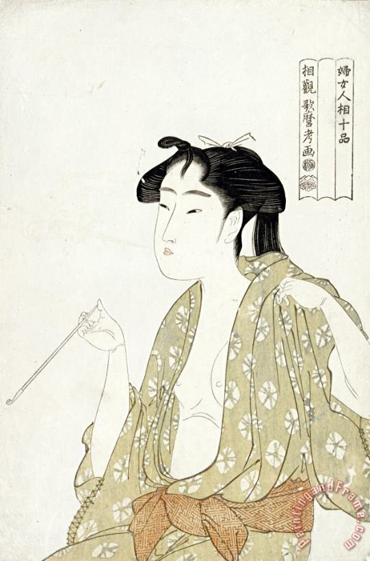 Kitagawa Utamaro Portrait of a Woman Smoking Art Painting