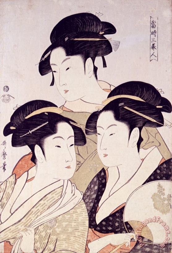Kitagawa Utamaro Toji San Bijin (three Beauties of The Present Day)from Bijin Ga (pictures of Beautiful Women), Published by Tsutaya Juzaburo Art Print