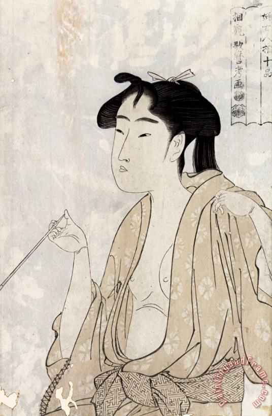Kitagawa Utamaro Woman Smoking a Pipe Art Print