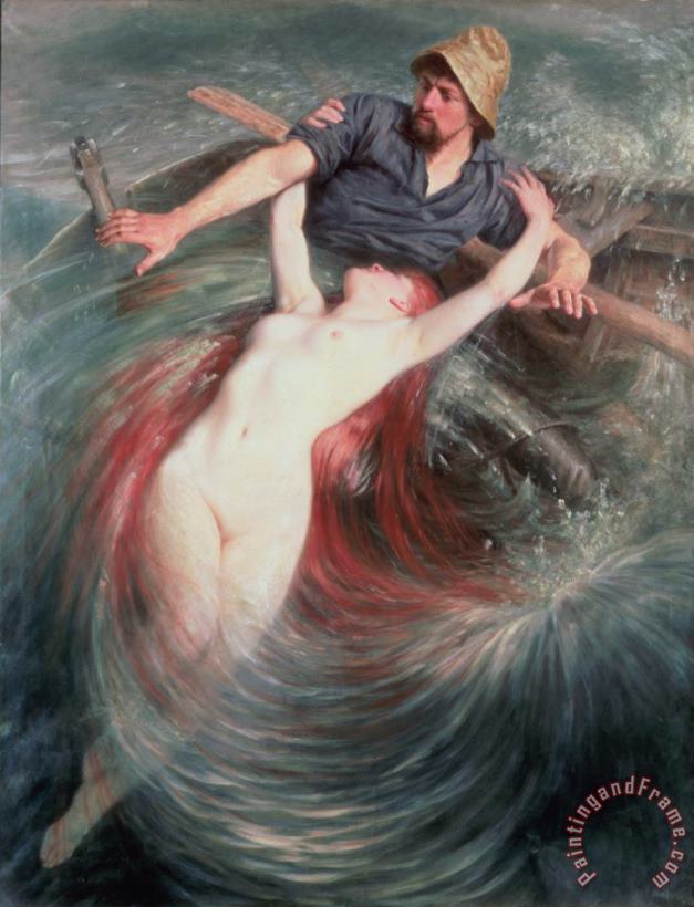 The Fisherman and the Siren painting - Knut Ekvall The Fisherman and the Siren Art Print