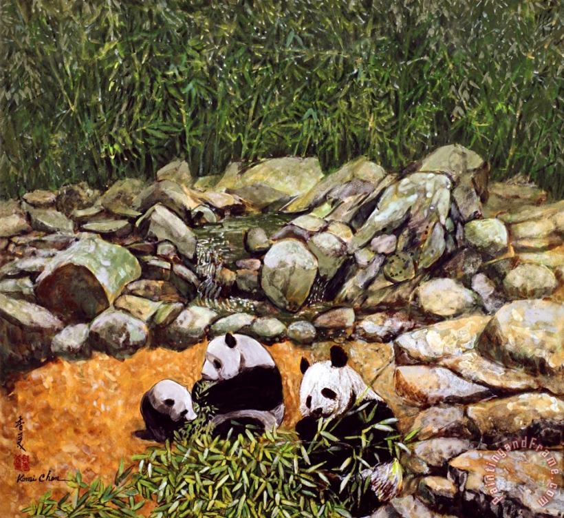 Happy Family Pandas painting - Komi Chen Happy Family Pandas Art Print