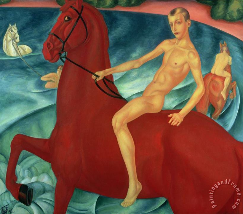Bathing of the Red Horse painting - Kuzma Sergeevich Petrov-Vodkin Bathing of the Red Horse Art Print