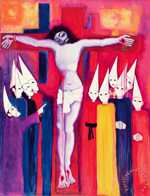 Laila Shawa Christ And The Politicians Art Painting