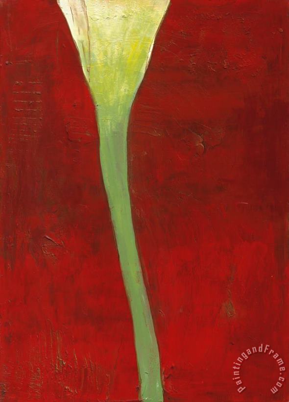 Laura Gunn Calla Lily on Deep Red II Art Painting