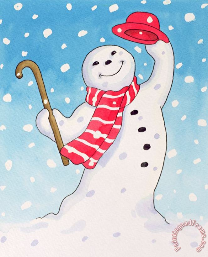 Dancing Snowman painting - Lavinia Hamer Dancing Snowman Art Print