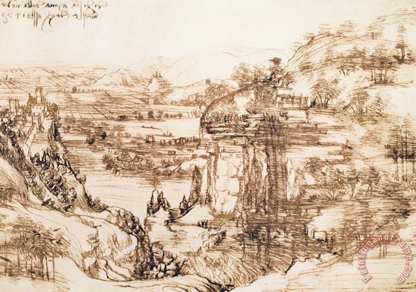Leonardo da Vinci Arno Landscape Art Painting