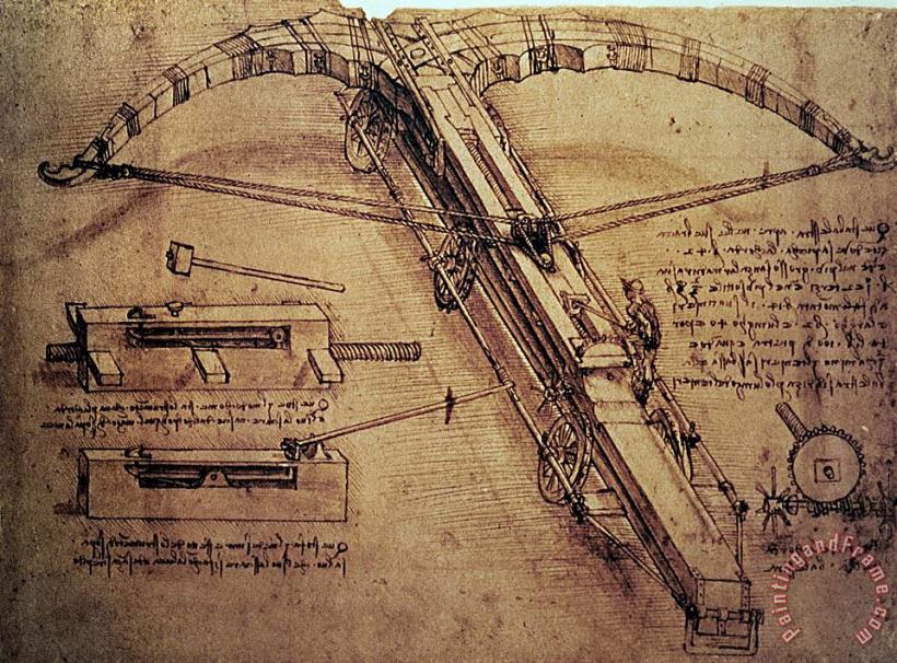 Leonardo Da Vinci Design for a Giant Crossbow Art Painting
