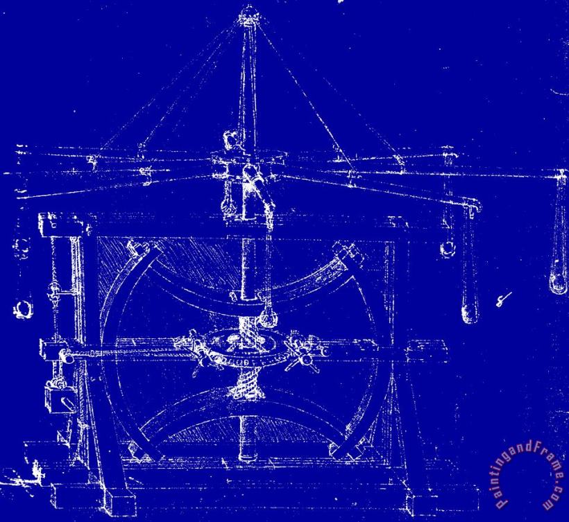 Machine Blueprint painting - Leonardo da Vinci Machine Blueprint Art Print