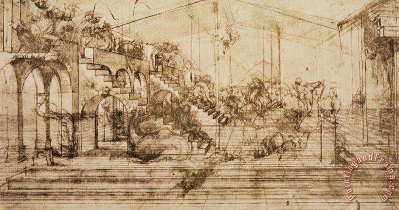 Leonardo da Vinci Perspective Study For The Background Of The Adoration Of The Magi Art Print