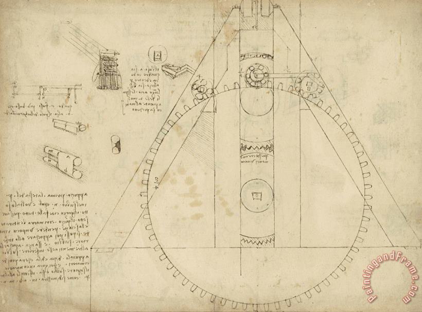 Leonardo da Vinci Teaseling Machine From Atlantic Codex Art Painting