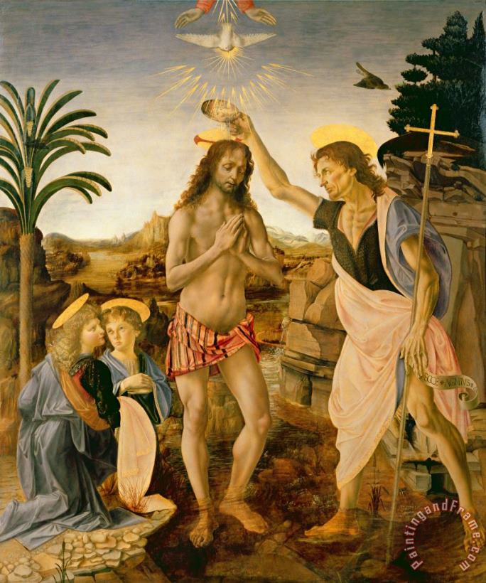Leonardo da Vinci The Baptism Of Christ By John The Baptist Art Print