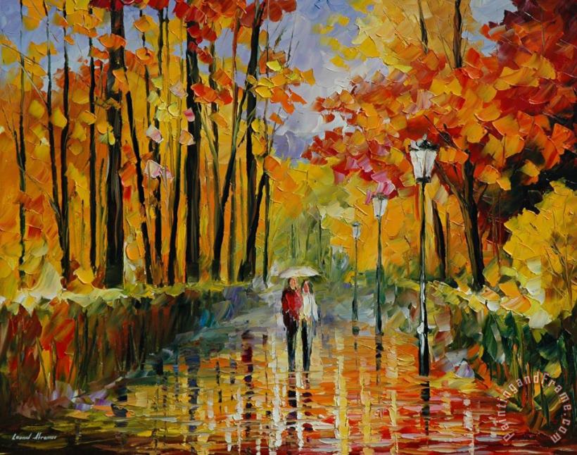 Leonid Afremov Autumn Rain Art Print