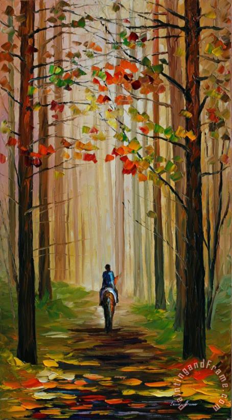 Autumn Stroll On A Horse painting - Leonid Afremov Autumn Stroll On A Horse Art Print