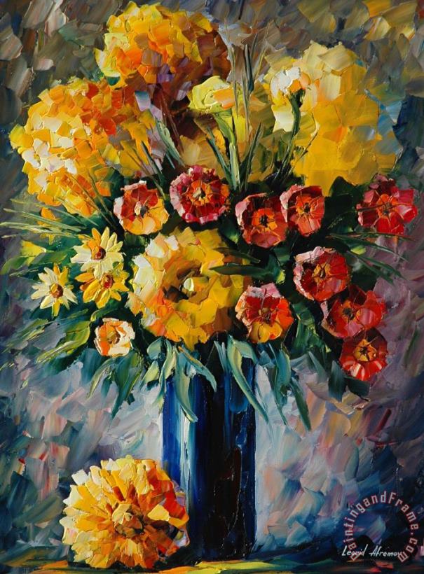 Leonid Afremov Beautiful Flowers Art Print