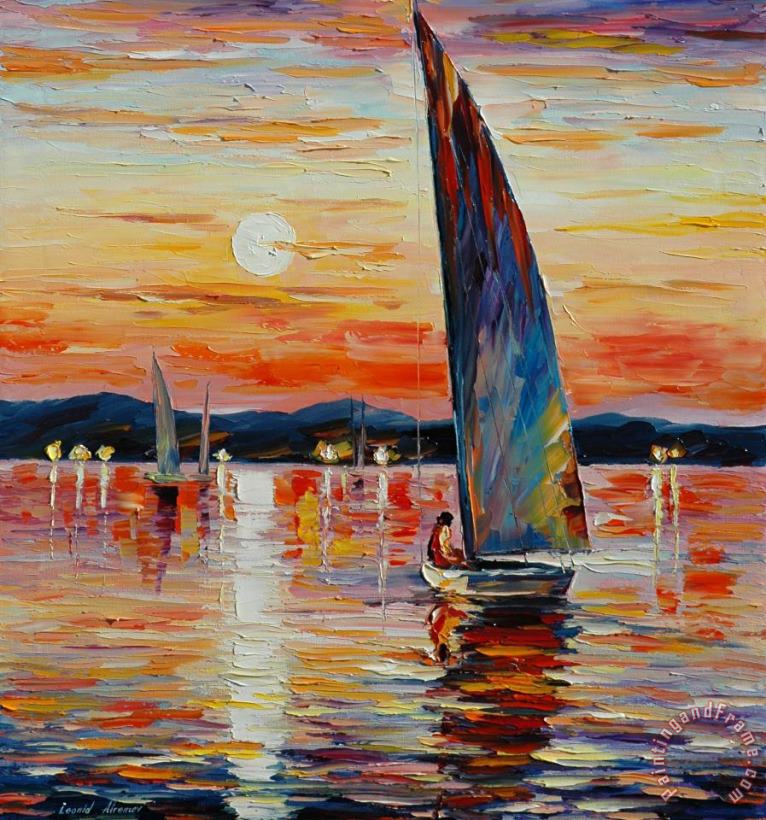 Leonid Afremov Blue Sail Art Print