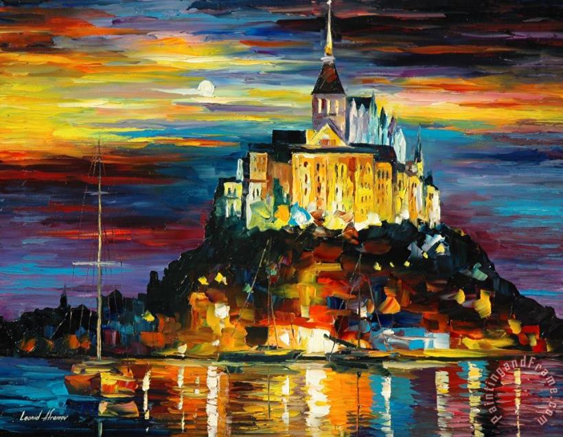 Leonid Afremov Castle Above The Harbor Art Print