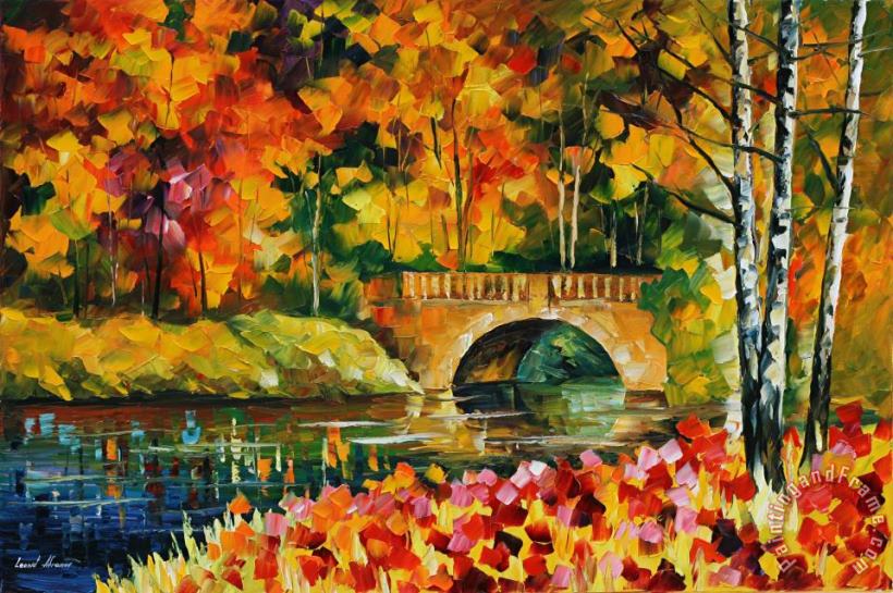 Fall Bridge painting - Leonid Afremov Fall Bridge Art Print