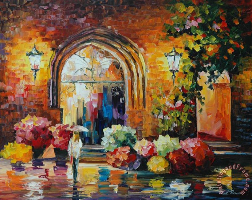Gallery In The Old City painting - Leonid Afremov Gallery In The Old City Art Print