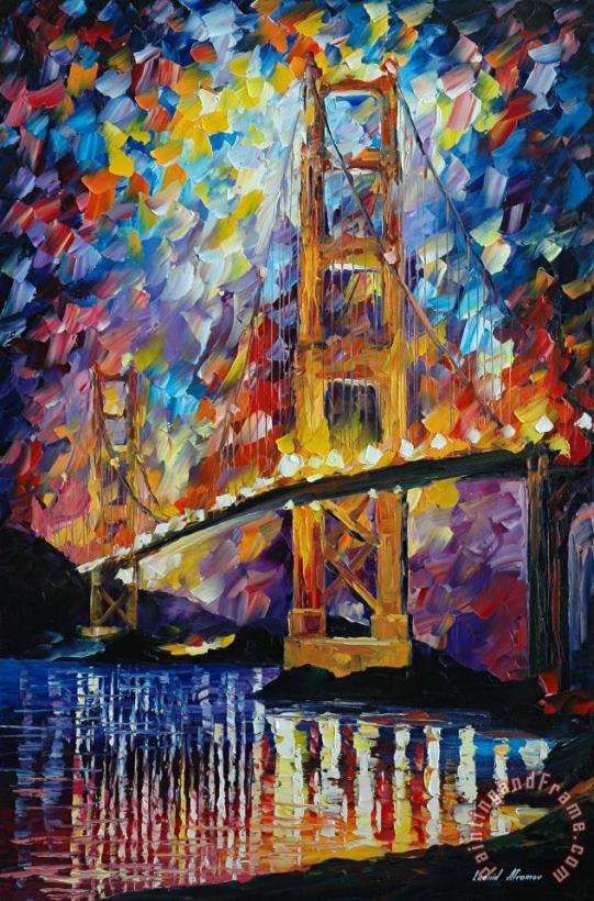 Golden Gate painting - Leonid Afremov Golden Gate Art Print