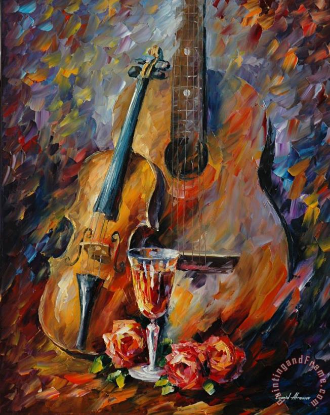 Leonid Afremov Guitar And Violin Art Painting