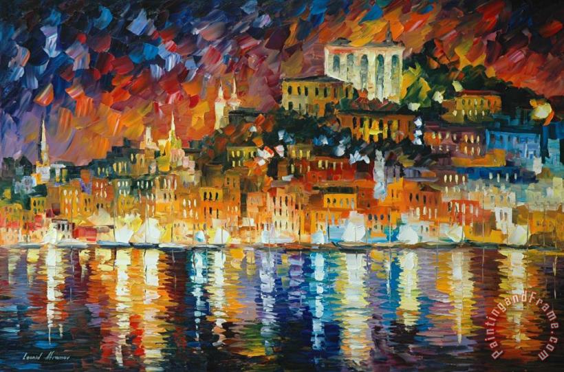 Leonid Afremov Inviting Harbor Art Painting