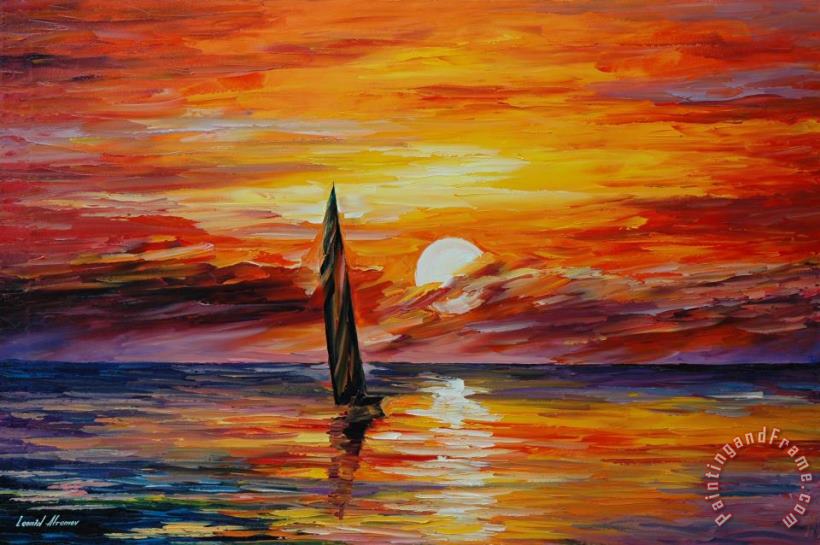 Lonely Sail painting - Leonid Afremov Lonely Sail Art Print
