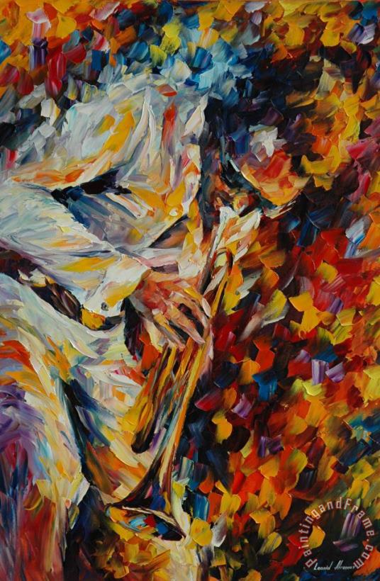 Miles Davis Old Trumpet painting - Leonid Afremov Miles Davis Old Trumpet Art Print