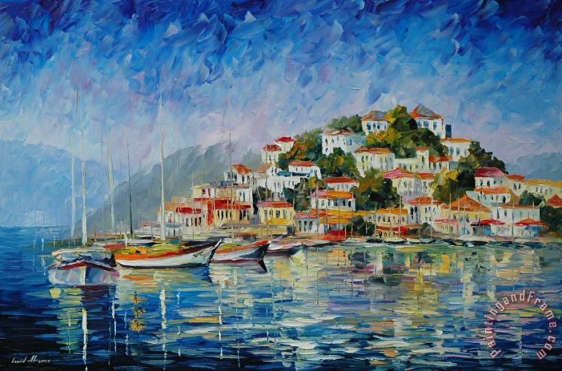 Morning Harbor painting - Leonid Afremov Morning Harbor Art Print
