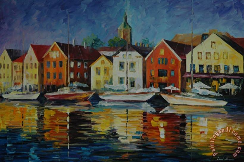 Northern Harbor painting - Leonid Afremov Northern Harbor Art Print
