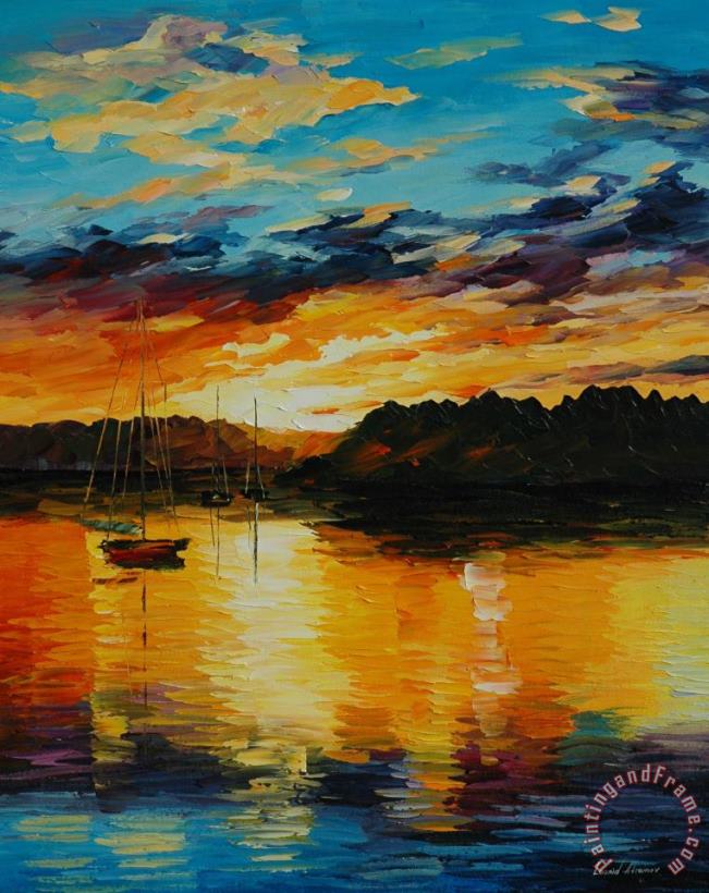 Leonid Afremov Reflections Of The Sunset Art Painting