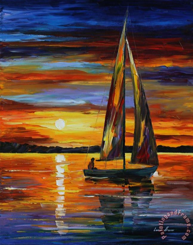 Leonid Afremov Sailing By The Shore Art Painting