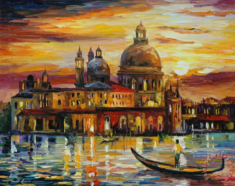 Leonid Afremov The Golden Skies Of Venice Art Painting