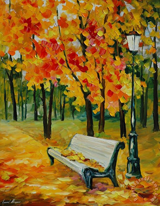 White Bench painting - Leonid Afremov White Bench Art Print