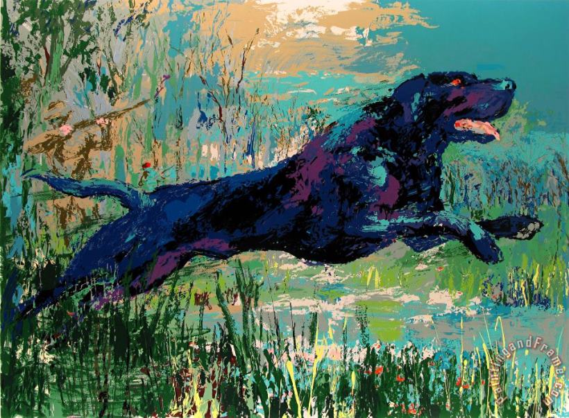 Black Labrador painting - Leroy Neiman Black Labrador Art Print