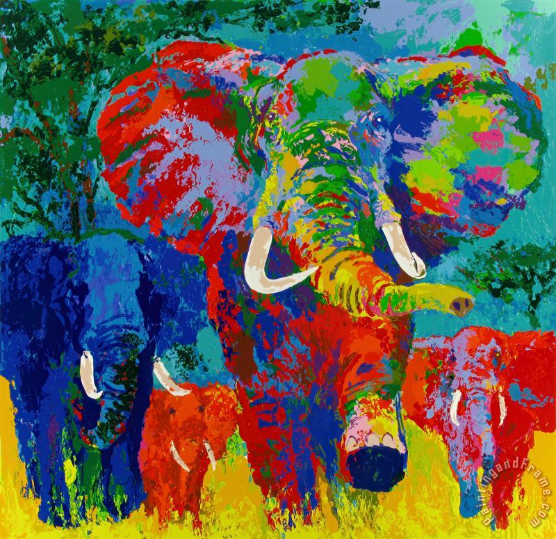 Leroy Neiman Elephant Charge Art Print