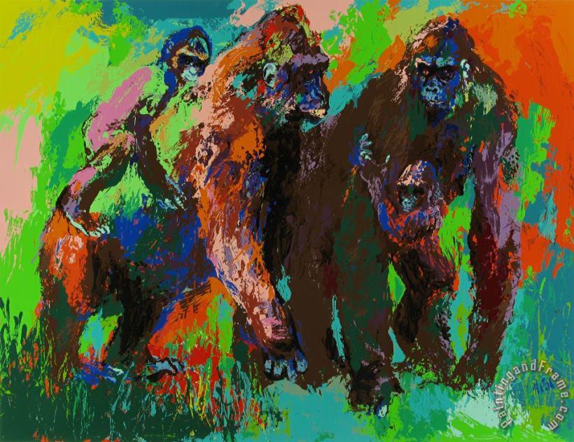 Leroy Neiman Gorilla Family Art Painting