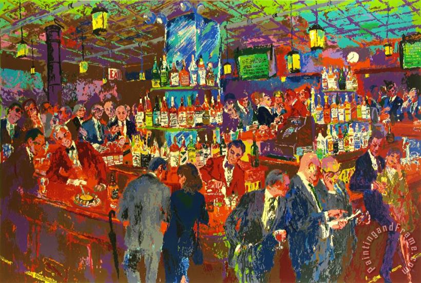Leroy Neiman Harry's Wall Street Bar Art Painting