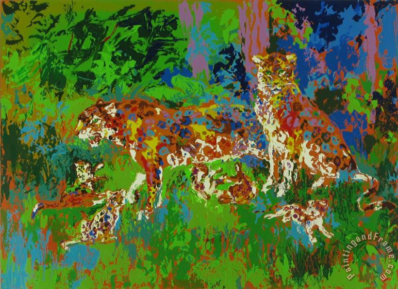 Jaguar Family painting - Leroy Neiman Jaguar Family Art Print Jaguar Family painting - Leroy Neiman Jaguar Family Art Print