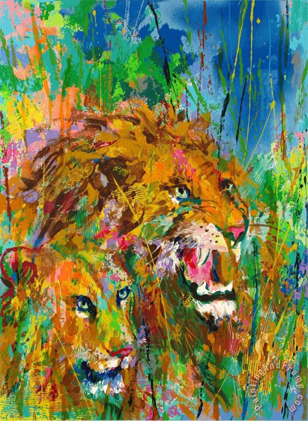 Leroy Neiman Lions Art Painting