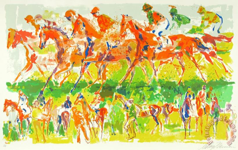 Racing, 1973 painting - Leroy Neiman Racing, 1973 Art Print